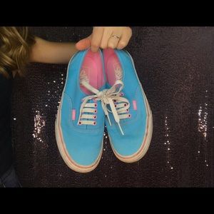Pink and blue Old Skool vans